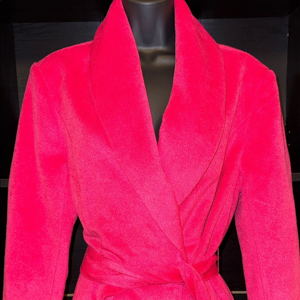 Bebe Vibrant Pink Wool Shawl Collar Wrap Coat